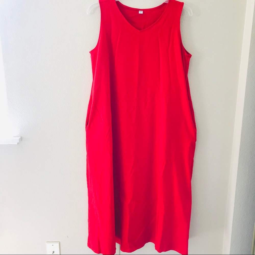 Uniqlo Cotton V-Neck Sleeveless Dress SZ M